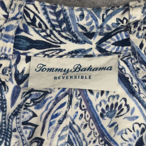 Tommy Bahama Linen Shorts Mens 35 Reversible Plaid & Paisley Floral Multicolor - Picture 13 of 14